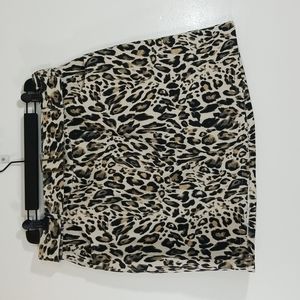 Mi ami Leopard Print Black & Tan Cotton Mini Skirt size XLarge
